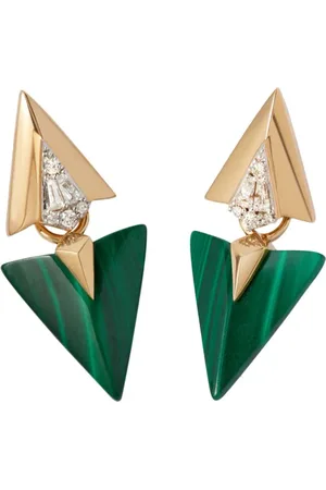 ANNOUSHKA Deco øreringe i 18 karat guld med diamant og malakit