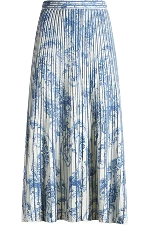 Etro Midi plisseret nederdel med paisleytryk