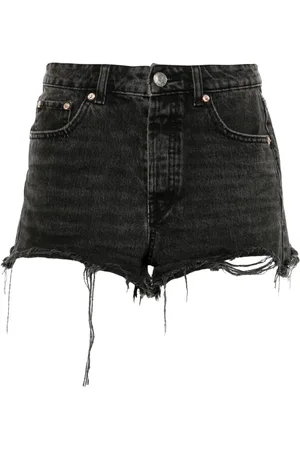 LOULOU Denimshorts med rhinstens-udsmykning