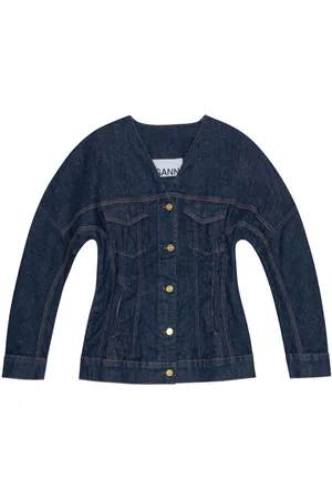 Ganni Denimblazer med rosebroderi