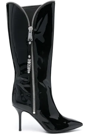 Moschino 85 mm støvler i lakeret læder