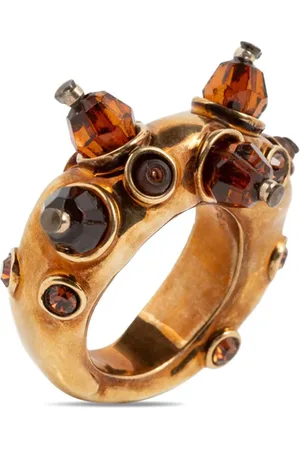 DRIES VAN NOTEN Ring i messing med stenudsmykning