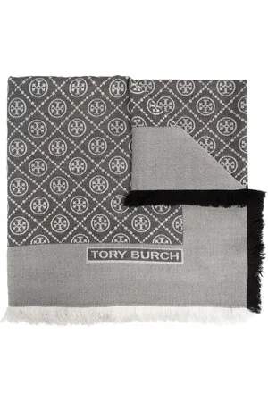 Tory Burch Flæset tørklæde med monogram