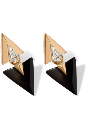 ANNOUSHKA Deco Arrow øreringe i 18 karat guld med diamanter og onyks
