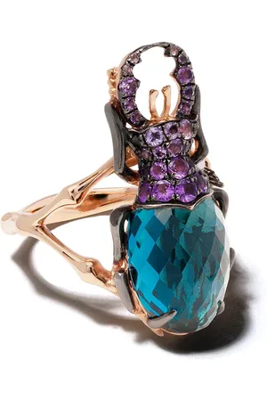 ANNOUSHKA Mythology kvarts beetle ring i 18 karat rødguld