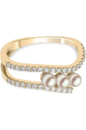 Yoko London Ring i 18 karat guld med diamant og Sleek Akoya-perle