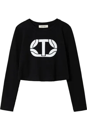 Twin-Set Cropped T-shirt med logotryk