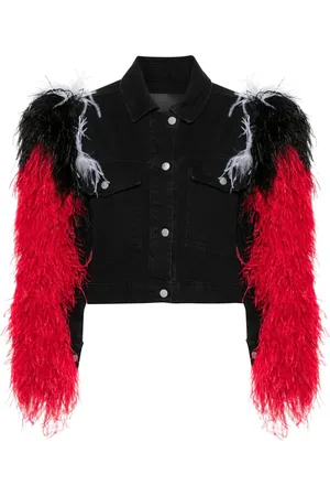 LOULOU Denimjakke med fjerdetalje