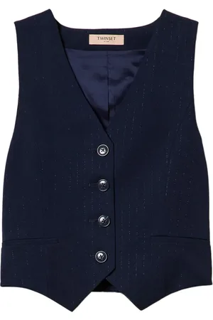 Twin-Set Nålestribet vest med lurex-detalje