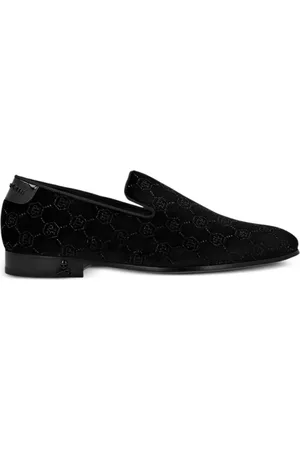 Philipp Plein Velourloafers med monogram