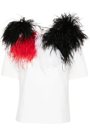 LOULOU T-shirt med fjerdetalje