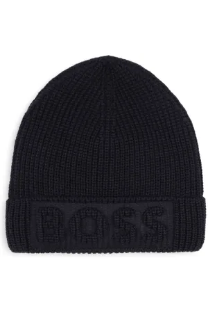 HUGO BOSS Strikket hue med præget logo