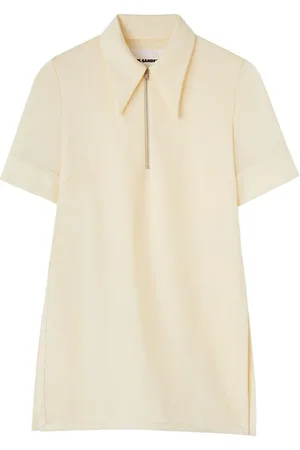 Jil Sander T-shirt med spids krave og lynlåslukning
