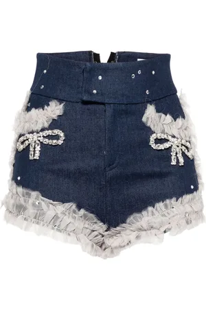 LOULOU Højtaljede denimshorts med flæser