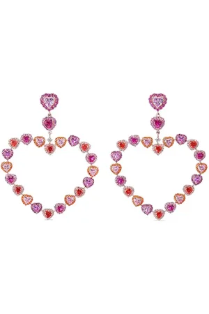 Anabela Chan Love Heart øreringe i 18 karat forgyldt rosaguld med diamant og safir