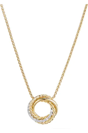 David Yurman Crossover bar-halskæde i 18 karat guld med diamanter