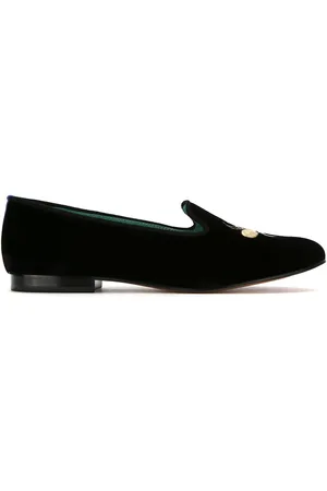 Blue Bird Broderede Bugs-loafers i velour