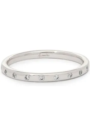 ANNOUSHKA 2mm diamantring i 18 karat hvidguld med rubin