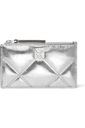 Tory Burch Metallisk diamantquiltet Kira kortholder med lynlås