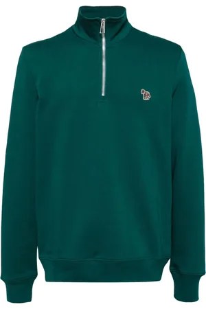 Paul Smith Sweatshirt med zebra-logo og lynlås i halsen