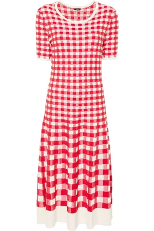 Joseph Mellemlang gingham-ternet kjole i jacquard
