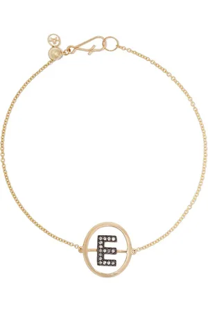 ANNOUSHKA Armbånd i 18 karat guld med E-initial i diamant
