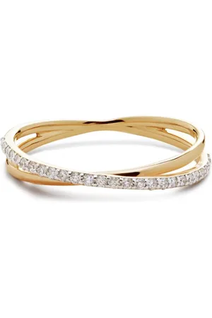 Monica Vinader Bred Crossover diamantring i 14 karat guld