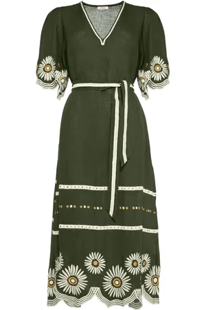 ERES Hortense kjole i hør med blomstret broderi