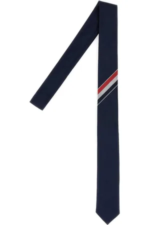 Thom Browne Klassisk marineblåt slips i bomuld med grosgrain-stribe