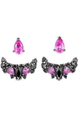 Anabela Chan Rhodium Twinkle øreringe med safir og diamant