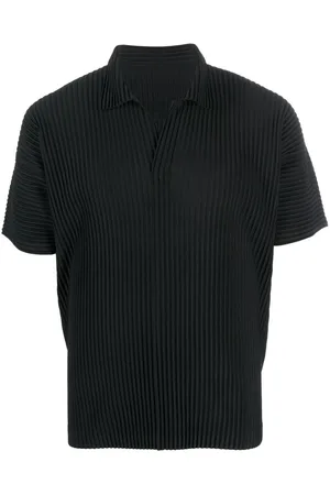 Issey Miyake Ensfarvet polo i plissé