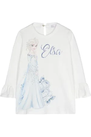 MONNALISA T-shirt med tegneserie-tryk og krystaludsmykning