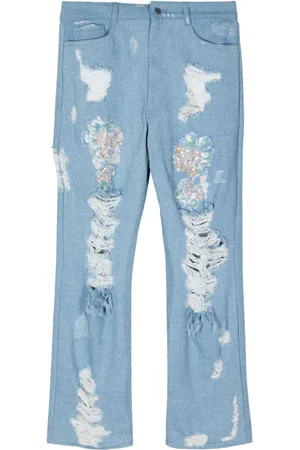 Collina Strada Jeans med slitageeffekt og pailletter