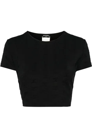 CHANEL 1997 cropped top med CC-logobroderi