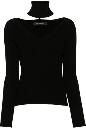 FEDERICA TOSI Ribstrikket sweater med aftagelig rullekrave