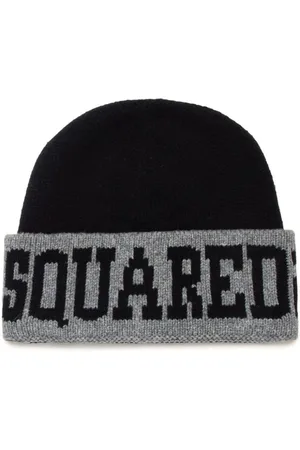 Dsquared2 Tofarvet hue med intarsiastrikket logo