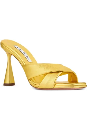 Aquazzura Amore 95mm metalliske mules i læder