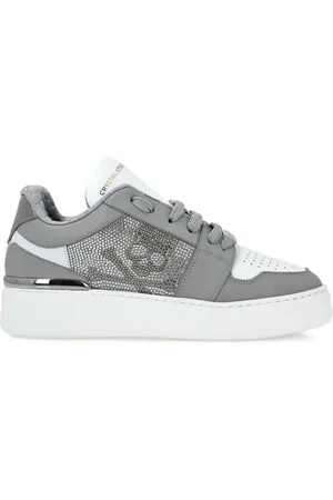 Philipp Plein Low-top sneakers i læder med krystaludsmykning