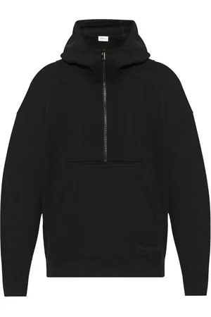 Saint Laurent Hættetrøje med broderet logo og halv-lynlås