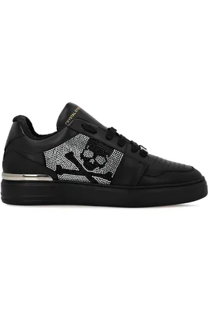 Philipp Plein Low-top sneakers i læder med krystaludsmykning