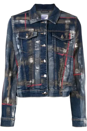 Madison.Maison Barbara denimjakke med malingssprøjt-tryk