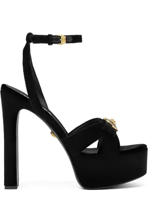VERSACE 140 mm Gianni sandaler i velour med bånd