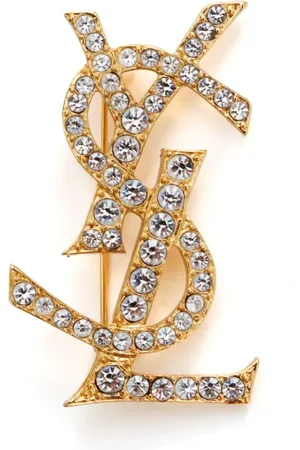 Saint Laurent YSL-broche med rhinstenudsmykning