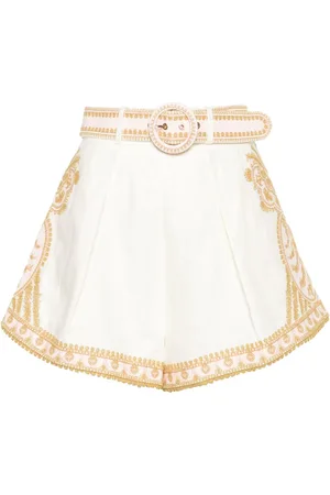 ZIMMERMANN Broderede Waverly shorts i hør
