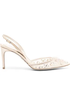 RENE CAOVILLA 90 mm slingback-pumps med perleudsmykning
