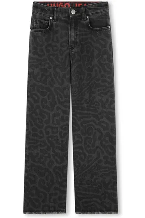 HUGO BOSS Jeans med lige ben og leopardtryk