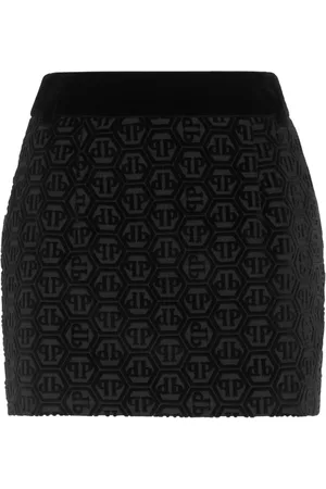 Philipp Plein Kort nederdel i fløjl med monogram