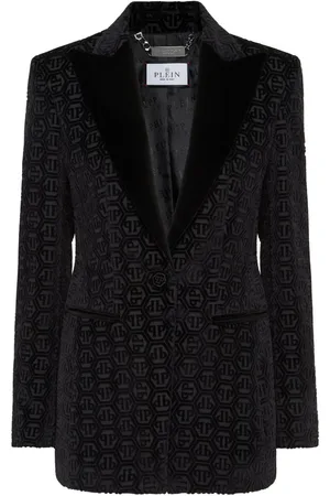 Philipp Plein Enkeltradet fløjlsblazer med monogram