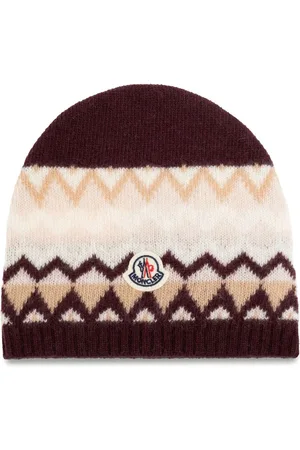 Moncler Intarsiastrikket hue med logoapplikation