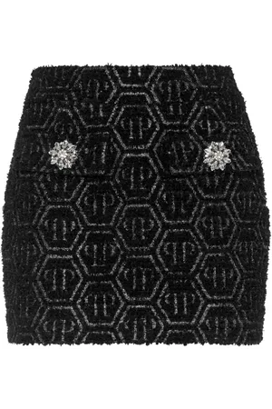 Philipp Plein Mini nederdel i tweed med monogram